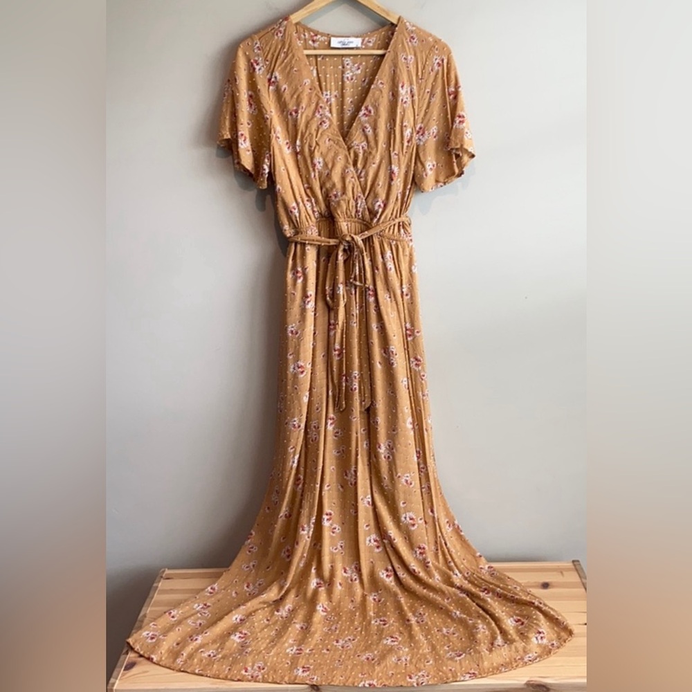 Carly Jean Los Angeles CJLA | Lille Maxi Wrap Dress Swiss Dot + Detachable Belt